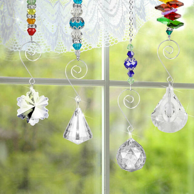 7x Hanging Crystal Prism Pendant Rainbow Suncatcher Home Window Chandelier Decor