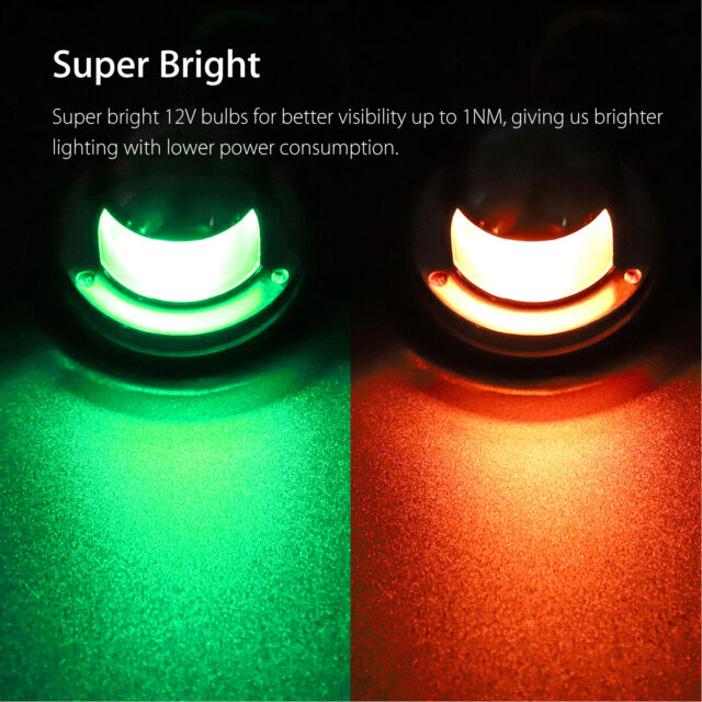 2pcs Red Green Navigation 16 LED Marine Bow Boat 12V Yacht Pontoon Bright Lights