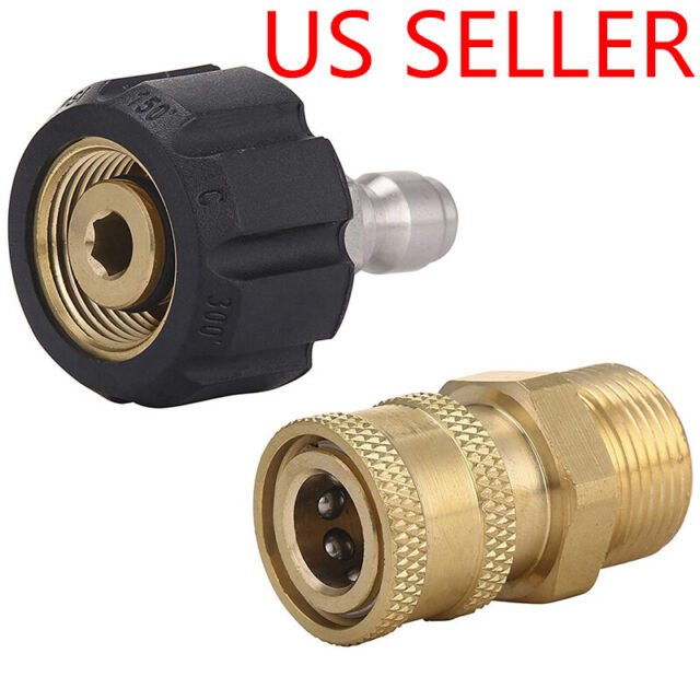 Pressure Washer Hose Connector Adapter Set Quick Connect Gun to Wand M22 to1/4in