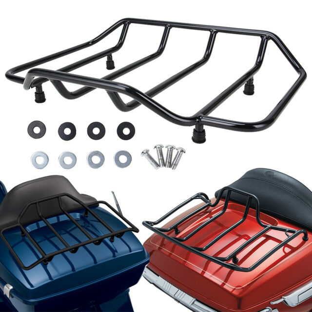 Black Tour Pack Pak Trunk Luggage Top Rack For Harley Road King Electra Glide