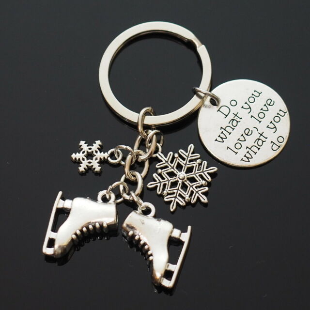 Ice Skating Skates Snowflakes Charms Keychain Do What You Love Skater Gift