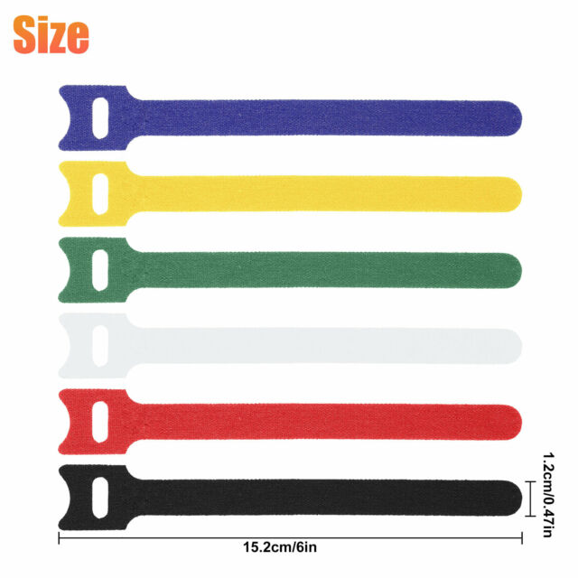 120pcs Reusable Cable Cord Ties Nylon Straps Organizer Wraps 6 Colors 6''x0.47''