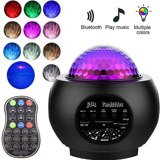 Galaxy Projector Starry Sky Night Light Ocean Star Party Speaker LED Lamp Remote (Black)