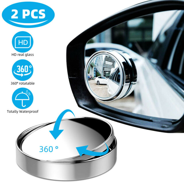 2X Car Blind Spot Mirrors Adjustable Round HD Glass Convex Side Rear View Mirror