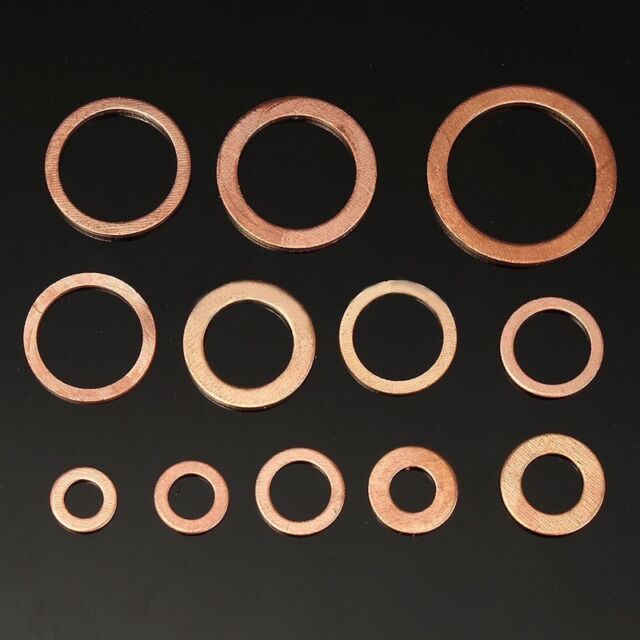 280Pcs Kit 12 Sizes Assorted Solid Copper Crush Washers Seal Flat Ring + Case