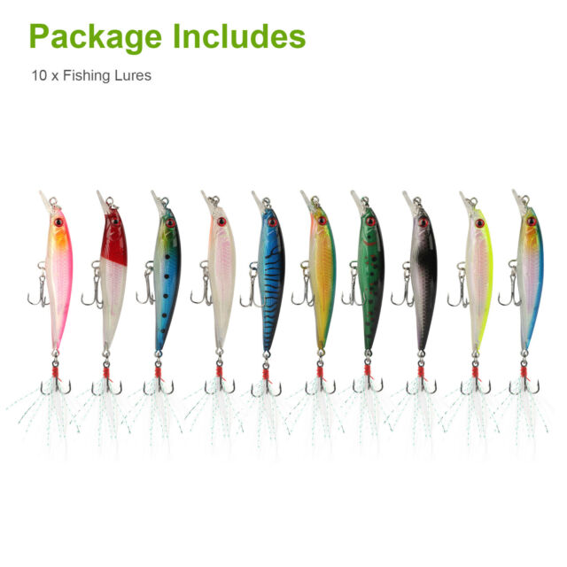 10pcs Lot Kinds of Fishing Lures Crankbaits Hooks Salmon Baits Tackle Crank Kit