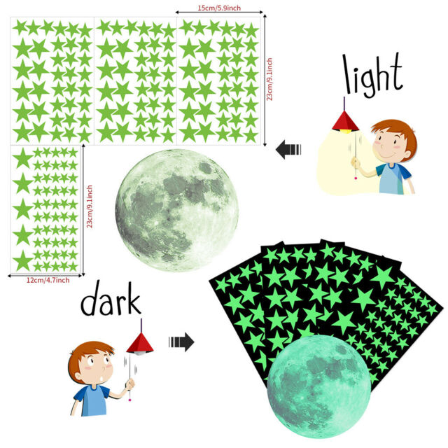 435 Glow in The Dark Wall Stickers Stars Moon Luminous Kid Bedroom Ceiling Decal