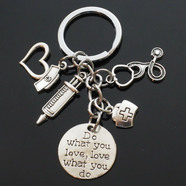 Nurse / Doctor Appreciation Keychain Gift - Heart Cap Stethoscope Charms