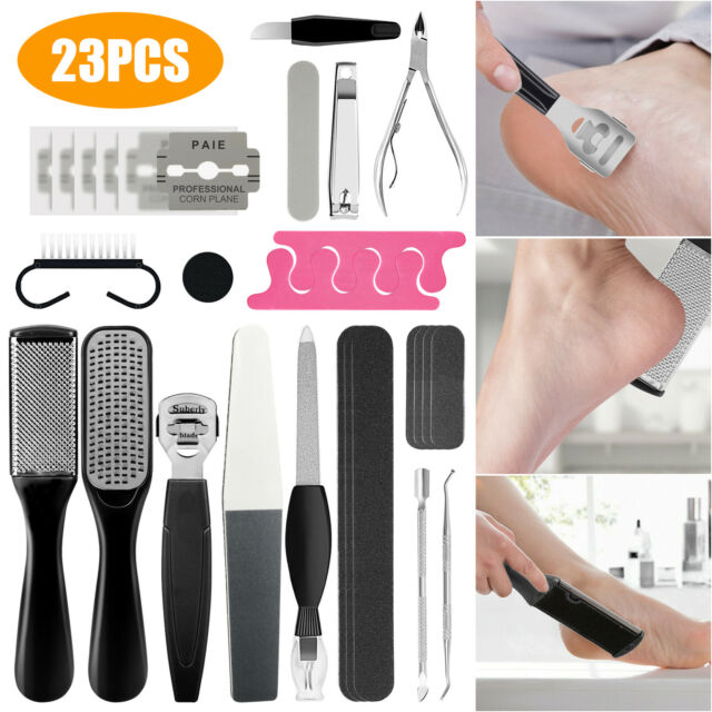 23PCS Set Pedicure Kit Rasp Foot File Callus Remover Nail Professional Care Tool