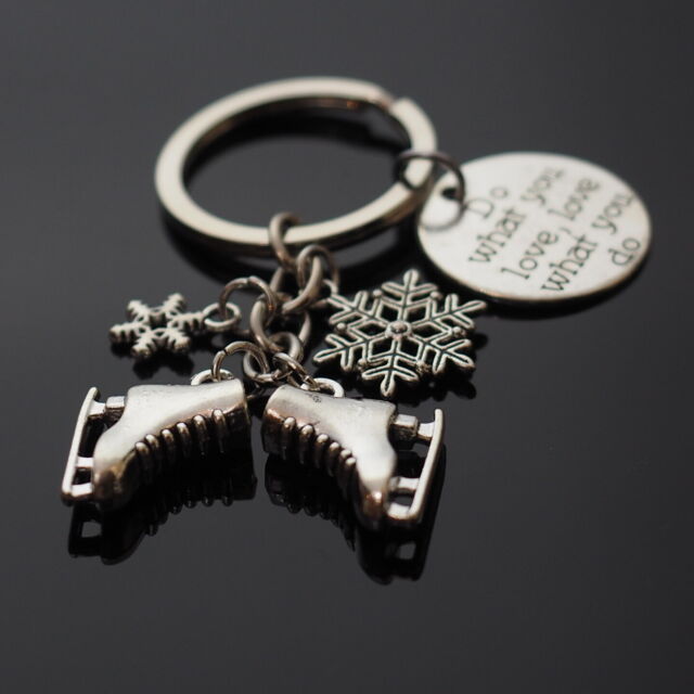 Ice Skating Skates Snowflakes Charms Keychain Do What You Love Skater Gift