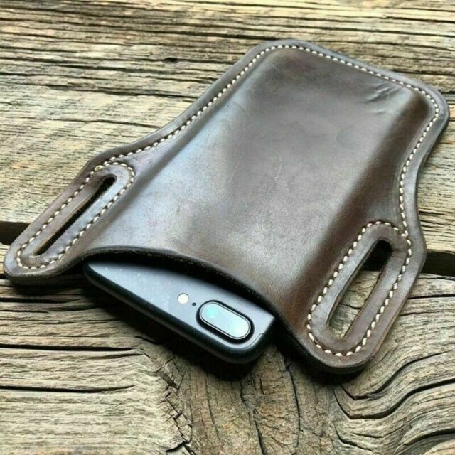 Men Cell Phone Belt Pack Bag Loop Waist Holster Pouch Case Leather Wallet Cover