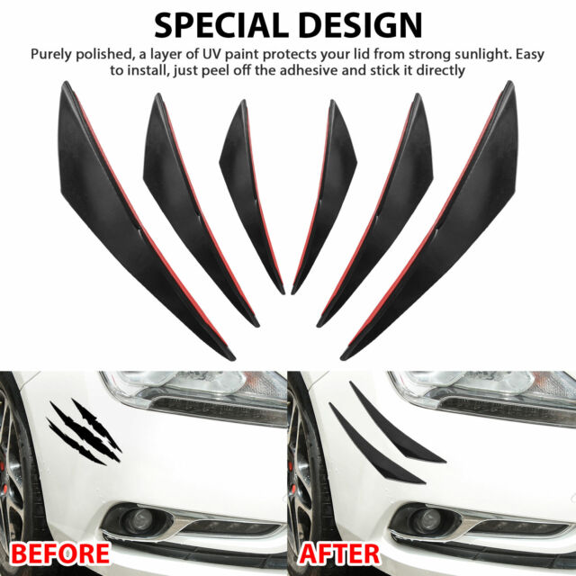 6pcs Universal Gloss Black Car Auto Front Bumper Body Fins Spoiler Canards Refit