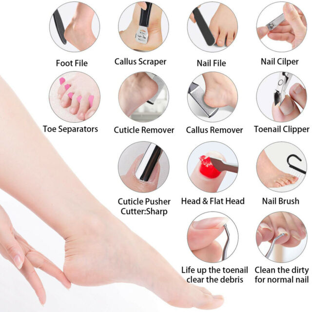 23PCS Set Pedicure Kit Rasp Foot File Callus Remover Nail Professional Care Tool