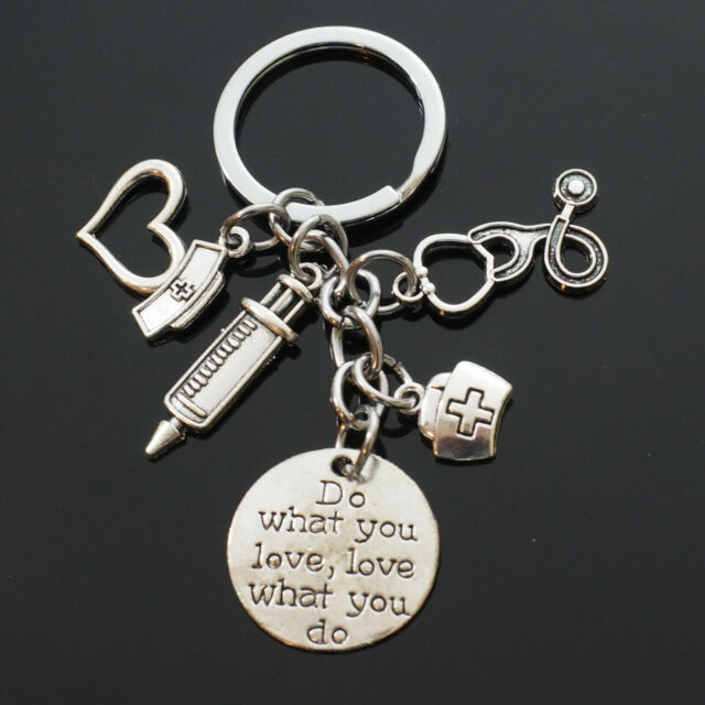 Nurse / Doctor Appreciation Keychain Gift - Heart Cap Stethoscope Charms