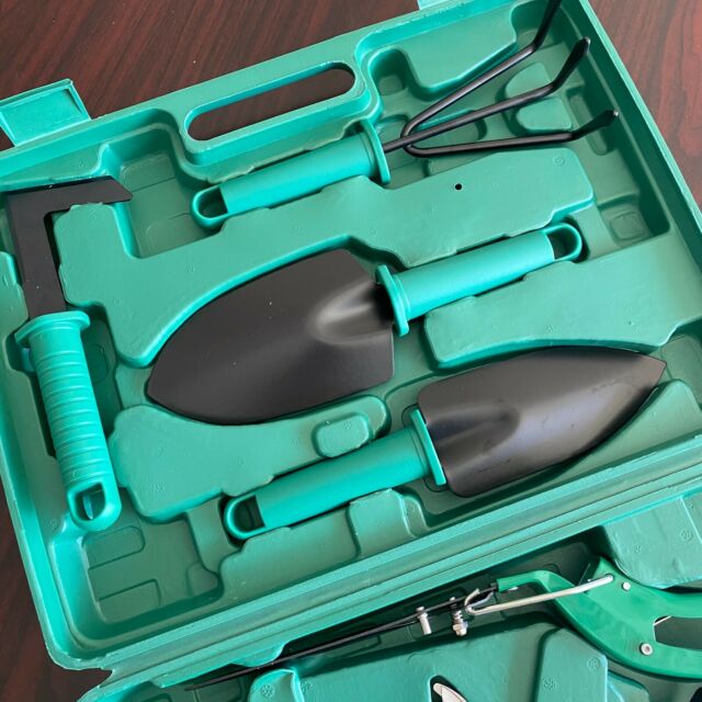 10pc Garden Tool Set Vegetable Flower Gardening Hand Tools Kits w/ Carrying Case