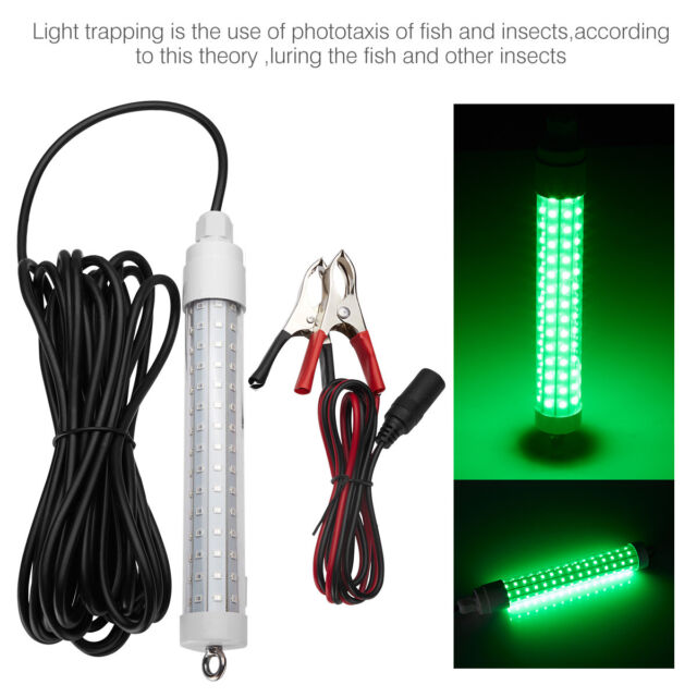 Green 12V LED Underwater Submersible Fishing Light Night Crappie Shad Squid Lamp