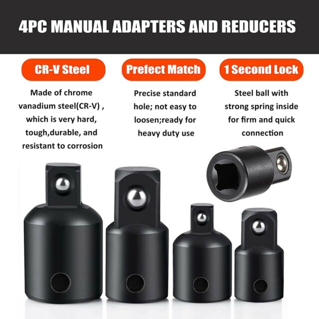 4-pack 3/8" to 1/4" 1/2 inch Drive Ratchet SOCKET ADAPTER REDUCER Air Impact Set