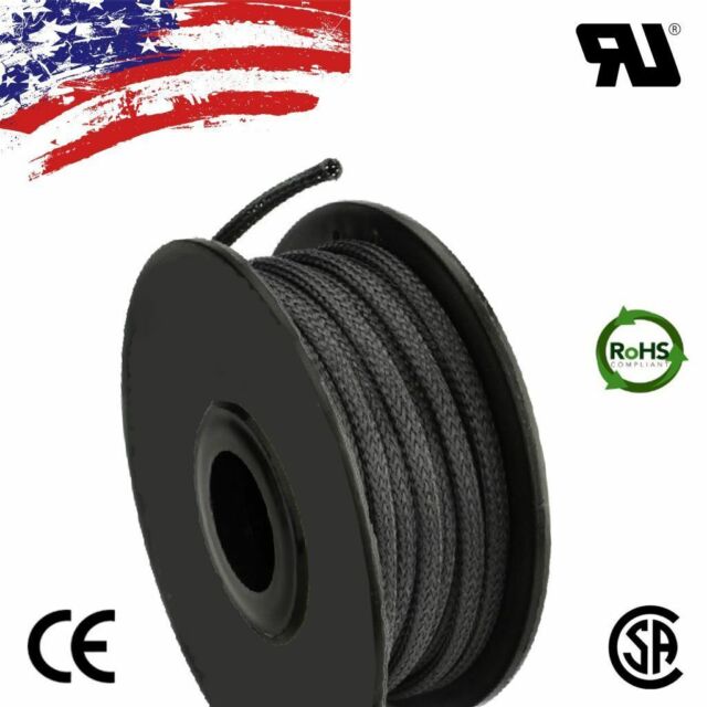 100 FT. 1/4" Black Expandable Wire Cable Sleeving Sheathing Braided Loom Tubing