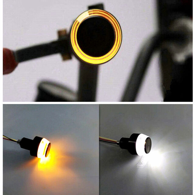 2PCS&Motorcycle Turn Signal LED Light Indicator Blinker Handle Bar End Handlebar