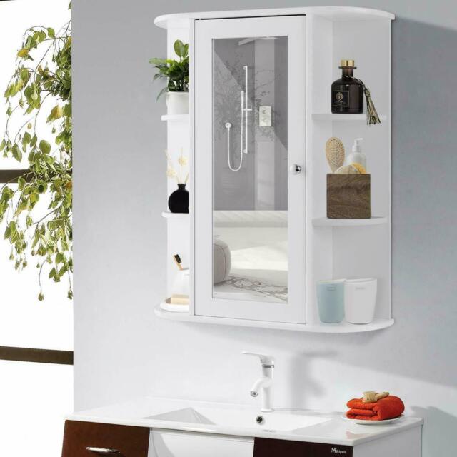 FCH Bathroom Wall Mirror Cabinet Medicine Cabinet Multipurpose Storage Organizer