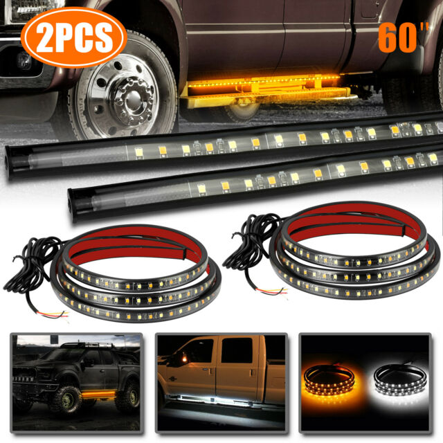 2X 60" Running Board LED Light Side Step Strip Bar White Amber Turn Signal Truck