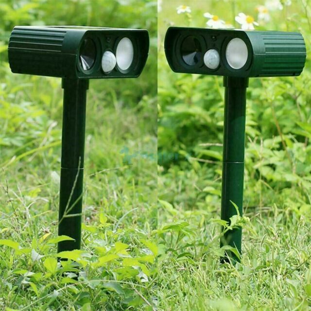 2PK Animal Repeller Ultrasonic Solar Power Outdoor Pest Cat Mice Sensor PIR US