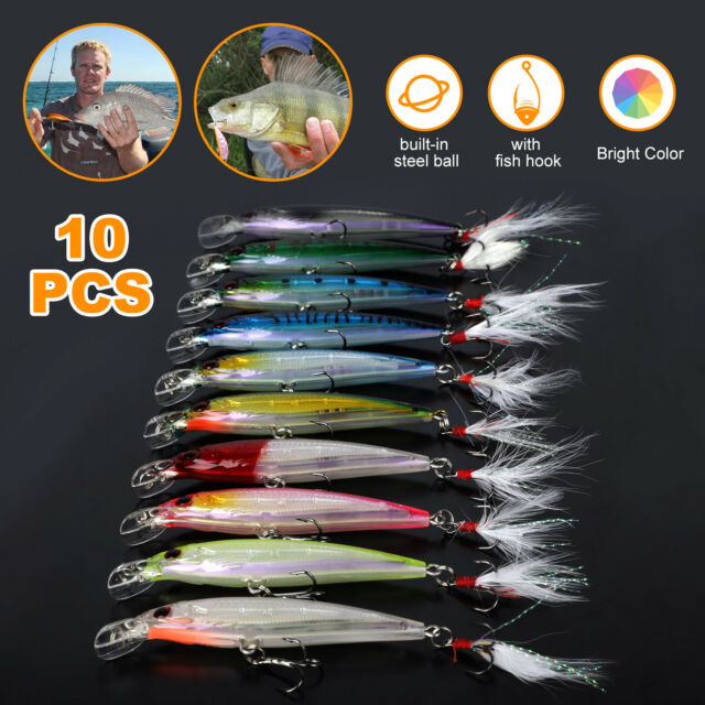 10pcs Lot Kinds of Fishing Lures Crankbaits Hooks Salmon Baits Tackle Crank Kit