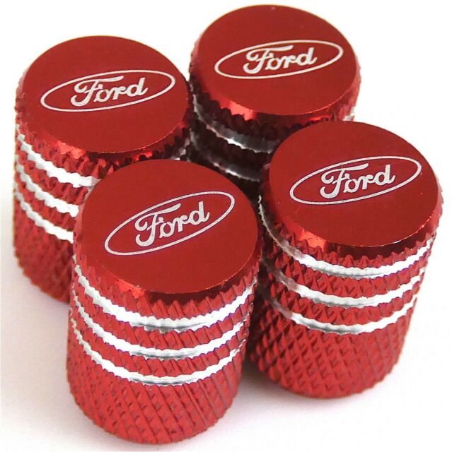 4x Ford Tire Valve Stem Caps For Car, Truck Universal Fitting (Red)