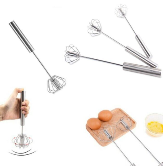 Semi-Automatic Egg Whisk Hand Push Egg Beater Stainless Steel Blender Mixer Whisk 10"