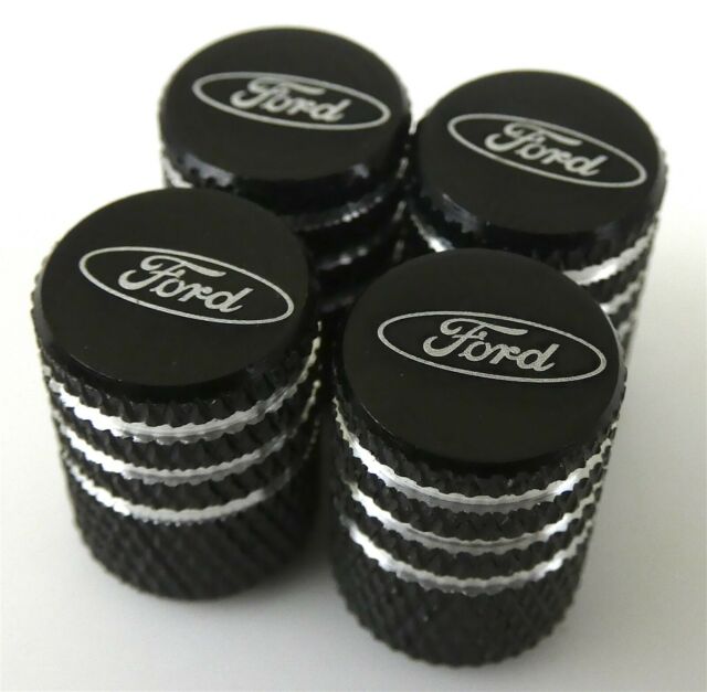 4x Ford Tire Valve Stem Caps For Car, Truck Universal Fitting (Black)