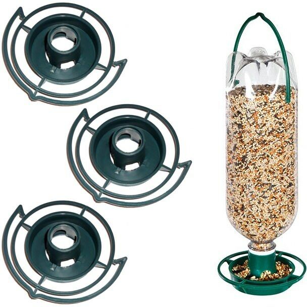 3 PACK HANGING SODA BOTTLE BIRD FEEDER KIT Wild Pop Seed Platform Catcher Garden