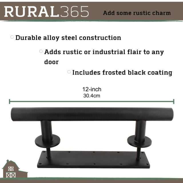 Rural365 Sliding Barn Door Handle Set 2pk 12in - Black Barn Door Pull Handles