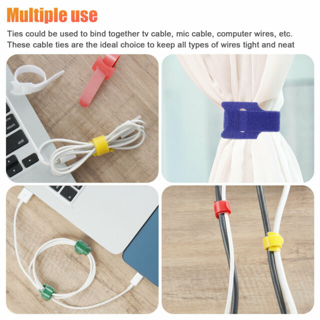 120pcs Reusable Cable Cord Ties Nylon Straps Organizer Wraps 6 Colors 6''x0.47''