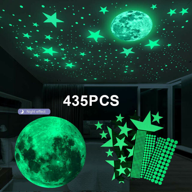 435 Glow in The Dark Wall Stickers Stars Moon Luminous Kid Bedroom Ceiling Decal