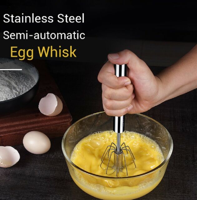 Semi-Automatic Egg Whisk Hand Push Egg Beater Stainless Steel Blender Mixer Whisk 10"