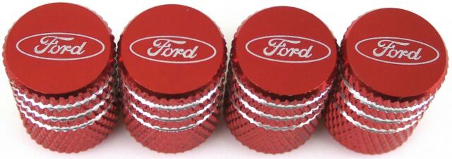 4x Ford Tire Valve Stem Caps For Car, Truck Universal Fitting (Red)