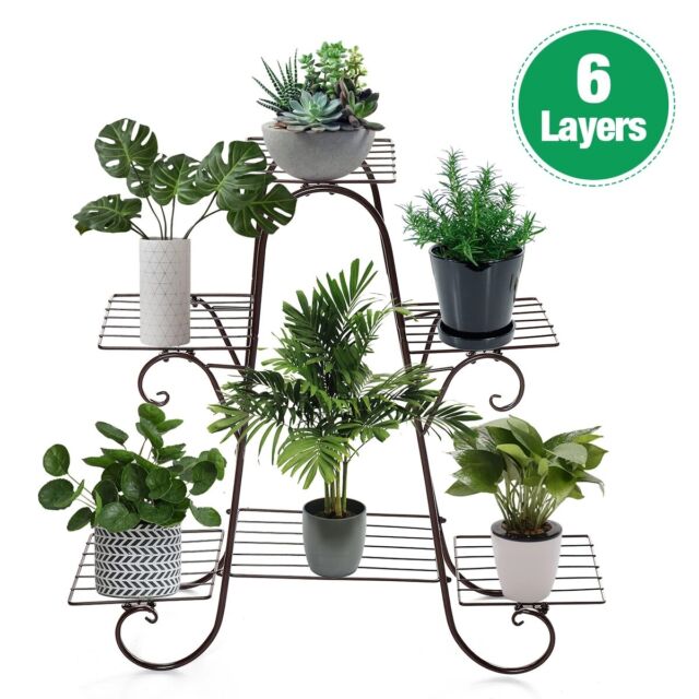 USA 6Tiers Metal Plant Stand Flower Pot Display Holder Shelf Home Garden Balcony