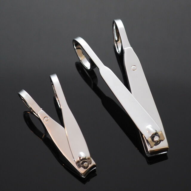 2pcs Set - Easy Handle Grip Toe Finger Nail Clipper Flat & Bend Stainless Steel