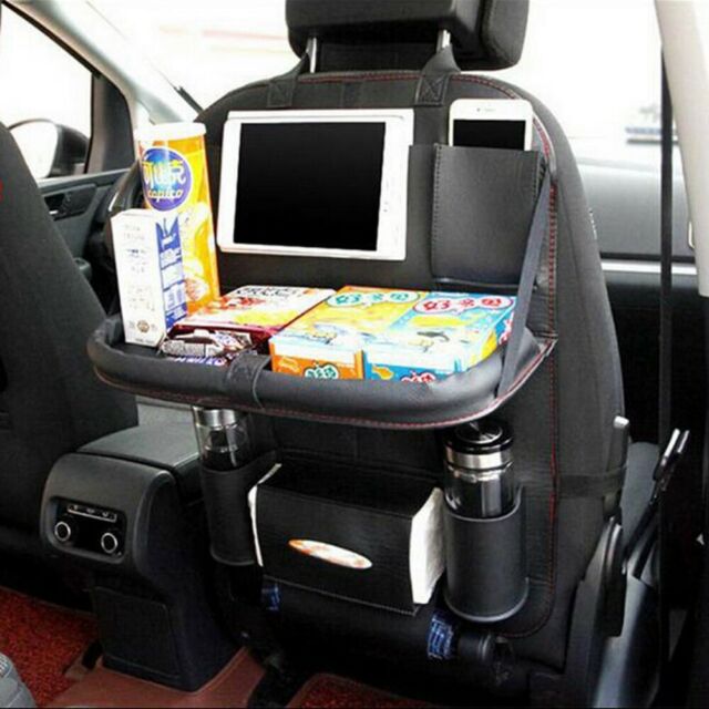 Car Seat Back Organizer Storage Holder  Leather Tray Shelf Pocket Dining Table