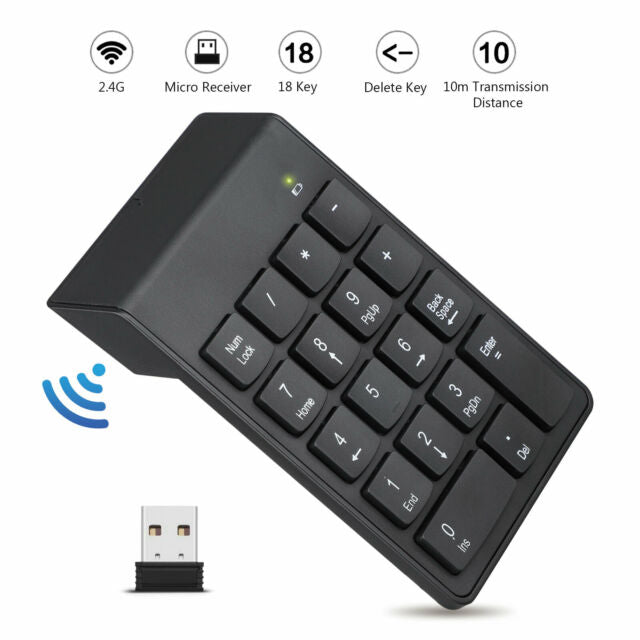 USB Wireless Number Pad Numpad Numeric Keypad Number Keyboard For Laptop Desktop