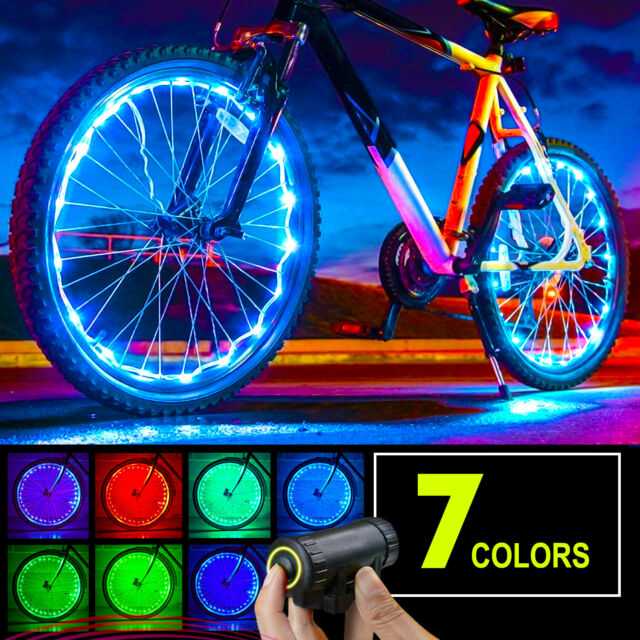 NEW 7 COLORS in 1 LED Bicycle Bike Wheel Lights String Fits any Spoke Rim Tires