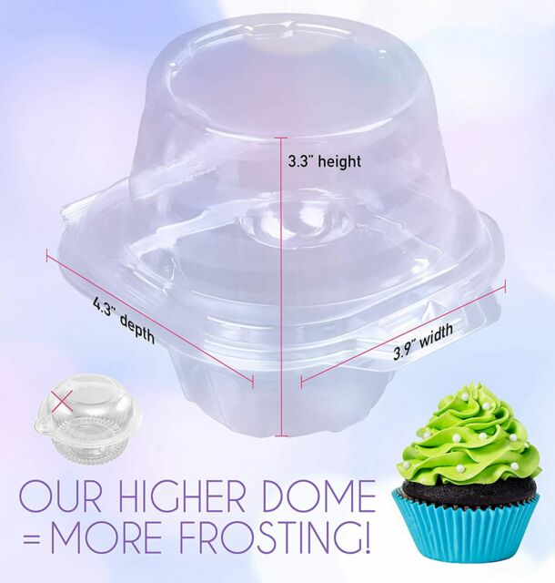 100x Plastic Individual Cupcake Container Clear Boxes Single Compartment Carrier