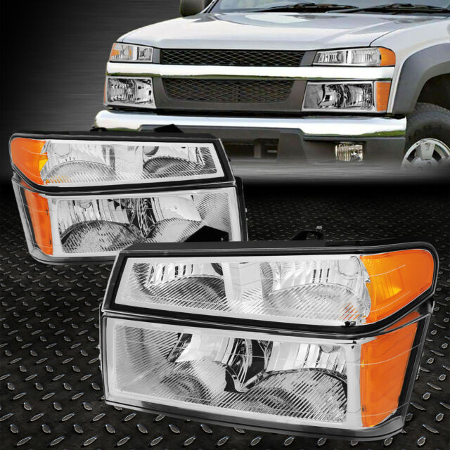 For 04-12 Chevy Colorado gmc canyon chrome/amber bumper headlight head lamps