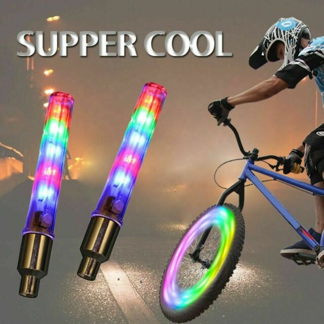 2 Packs Bicycle Waterproof 5 LED Bike Rim Lights for MTB Wheel Tire Valve Spoke