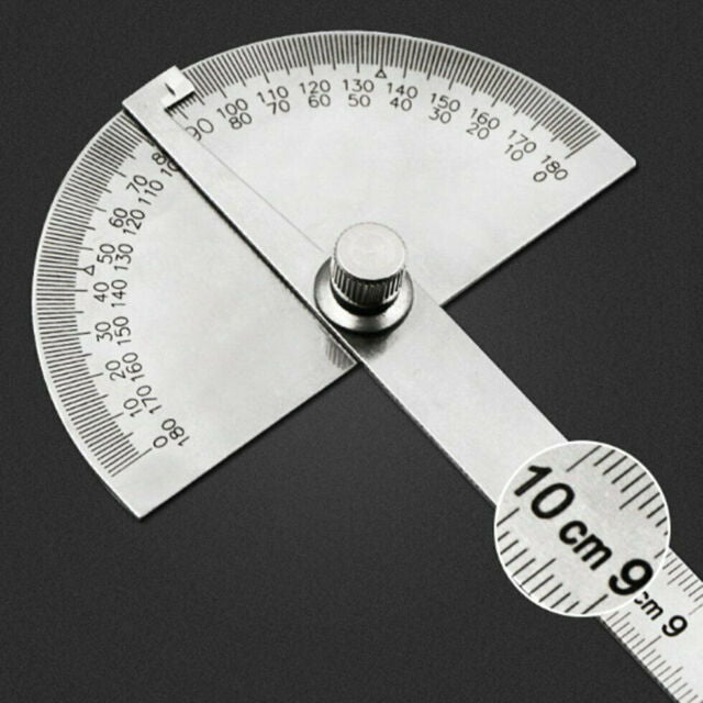 SAE Stainless Steel 180 degree Protractor Angle Finder Rotary Measuring Ruler