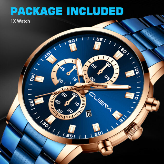 CUENA Waterproof Men Watch Relojes De Hombre Stainless Steel Quartz Classic Gift