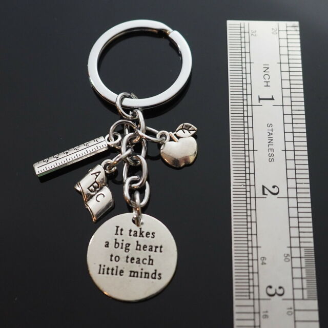 Teacher Love Thanks Student Keychain Key Chain Ring Big Heart Little Minds Gift