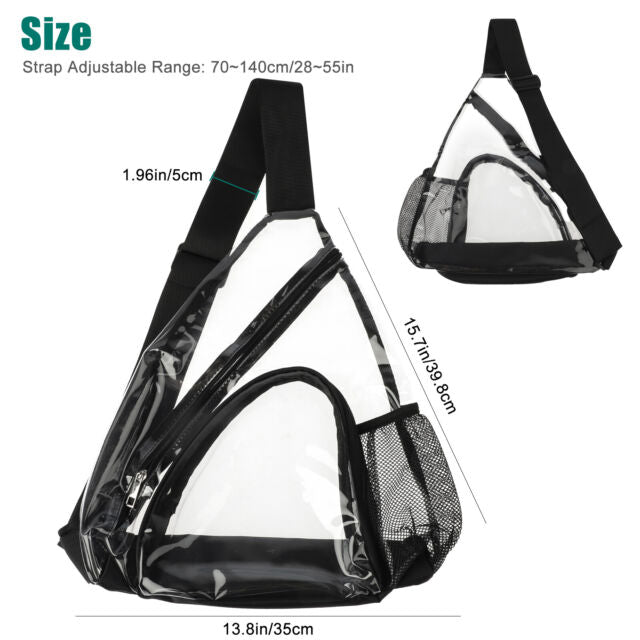 Clear PVC Sling Bag Transparent Stadium Shoulder Crossbody Backpack Adjustable