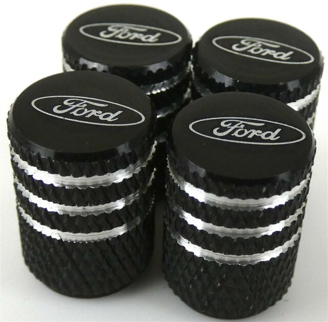 4x Ford Tire Valve Stem Caps For Car, Truck Universal Fitting (Black)