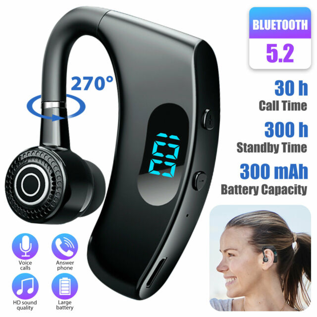 Wireless Bluetooth 5.2 Earpiece Headset Driving Trucker Earbuds Noise Cancelling